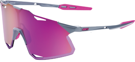 100% HYPERCRAFT Cykelbriller – Gloss Light Grey – Purple Multilayer Mirror Lens