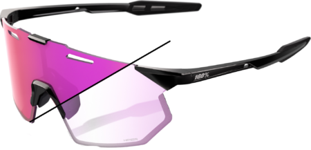 100% HYPERCRAFT SQ Cykelbriller – Gloss Black – Purple Flash Mirror Photochromic Lens
