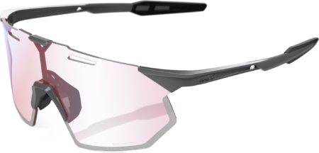 100% HYPERCRAFT SQ Cykelbriller – Gloss Light Grey – Rose Gold Mirror Photochromic Lens