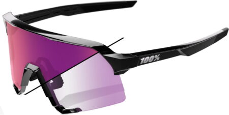 100% S3 Cykelbriller – Gloss Black – Purple Flash Mirror Photochromic Lens