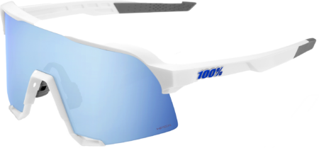 100% S3 Cykelbriller – Matte White – HiPER Blue Multilayer Mirror Lens
