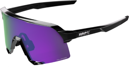100% S3 Cykelbriller – Polished Black – HiPER Lavender Mirror Polarized Lens
