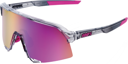 100% S3 Cykelbriller – Polished Translucent Grey – Purple Multilayer Mirror Lens