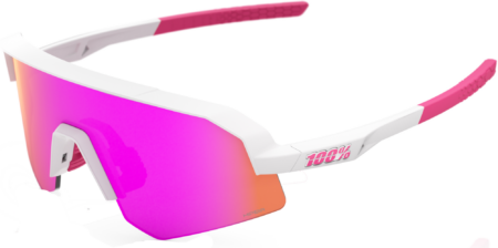 100% SLENDALE Cykelbriller – YOUTH Matte White/Pink – HiPER Vital Pink Mirror Lens