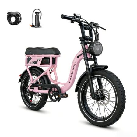 2026 NY AVDL T7 Pink Fat Tire Elcykel 250W Motor 48V 18Ah Lithium Batteri 20x4,0 Tommer Dæk Langdistance E-Bike til to passagerer