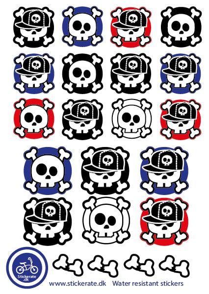 A5 Ark Klistermærker Til Cykelhjelmen - Dødninghoved