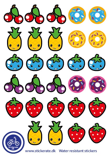 A5 Ark Klistermærker Til Cykelhjelmen - Frugt