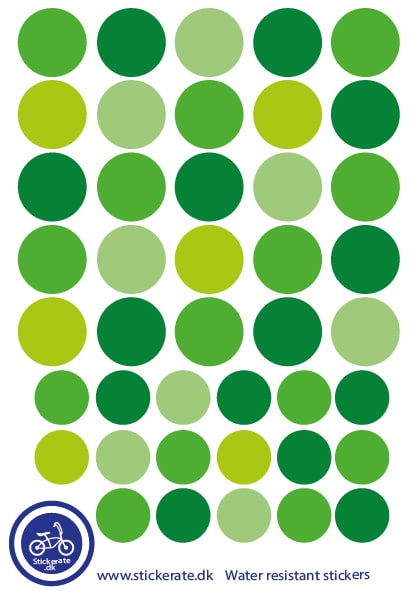 A5 Ark Klistermærker Til Cykelhjelmen - Grønne Dots