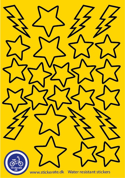 A5 Ark Klistermærker Til Cykelhjelmen - Gule Stjerner