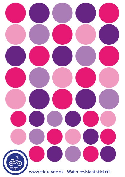 A5 Ark Klistermærker Til Cykelhjelmen - Lilla Dots
