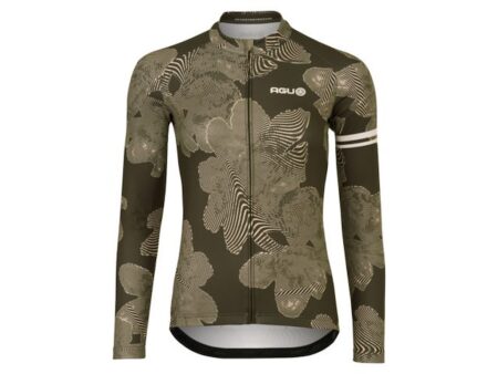 AGU Essential Striped Flower Jersey - Cykeltrøje - Lange ærmer - Dame - Forest Green - S