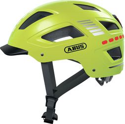 Abus Hyban 2.0 LED signal yellow shiny m. indbygget led lys - Cykelhjelm - Medium (52-58 cm)