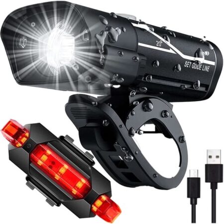 Alogy LED cykellygte for og bag, vandtæt IPX4, USB, cykellygte