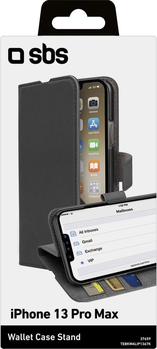 Apple iPhone 13 Pro Max etui - SBS - Wallet Stand Series - Kunstlæder reol - Sort - Cover Passer til Apple iPhone 13 Pro Max