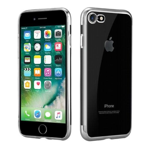 Apple iPhone 7 8 Plus (5.5") Case Shockproof TPU Gel Cover + Tempered Glass Silver
