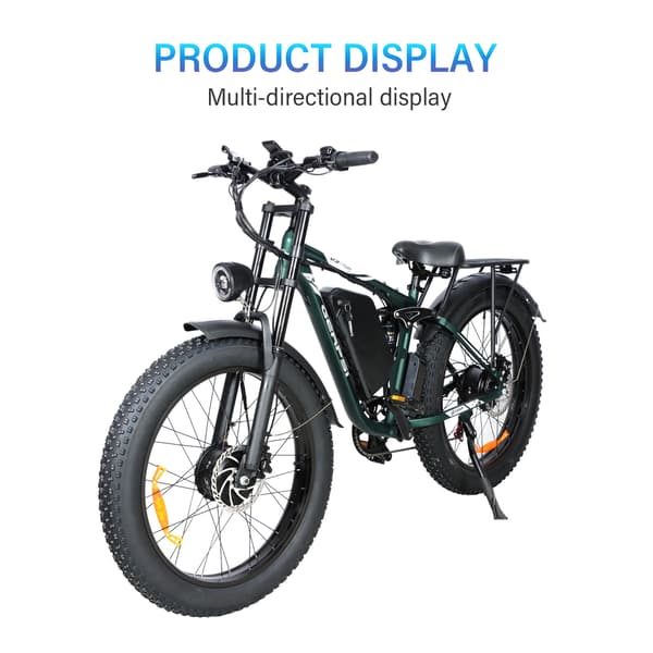 BAOLUJIE DP-2603 Grøn - Fabriksdirekt 3000W dobbeltmotor 55km/t 52V32Ah batteri 110-120km rækkevidde 26×4.0" fedtdæk oliebremser affjedring BAOLUJIE DP-2603 Grøn - Fabriksdirekt 3000W dobbeltmotor 55km/t 52V32Ah batteri 110-120km rækkevidde 26×4.0" fedtdæk oliebremser affjedring