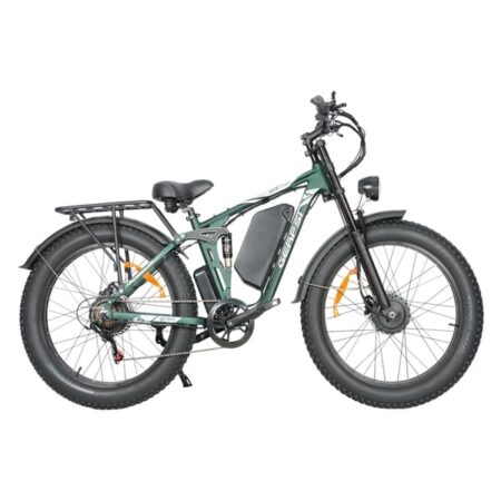BAOLUJIE DP-2603SJ Dobbeltmotor Elcykel til Voksne, 52V 32Ah, 26" Fatbike, Sort&Grøn