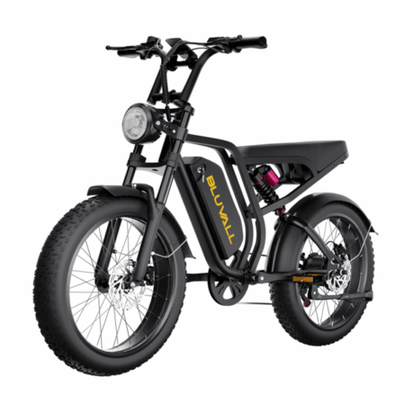 BLUVALL SU8 Electric Bike 20" Fat Bike, 52V 20Ah Battery, 65KM Range, Black
