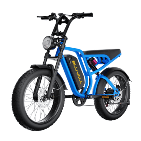 BLUVALL SU8 Electric Bike 20" Fat Bike, 52V 20Ah Battery, 65KM Range, Blue
