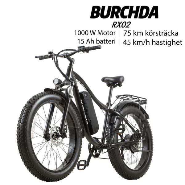 BURCHDA RX02 1000W 45KM/T 26 tommer Mountainbike Elcykel 48V15AH Lithiumbatteri Fatbike Elcykel til voksne Motorcykler BURCHDA RX02 1000W 45KM/T 26 tommer Mountainbike Elcykel 48V15AH Lithiumbatteri Fatbike Elcykel til voksne Motorcykler