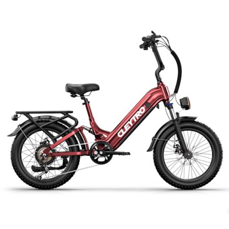 CLEYTRO XC20 elcykel, 20-tommer brede dæk, aftageligt 48V 15,6Ah batteri, rækkevidde 40 til 100 kilometer, fuld affjedring, sort.