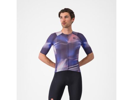 Castelli Aero Race 8S cykeltrøje korte ærmer night shade/rosa giro herre