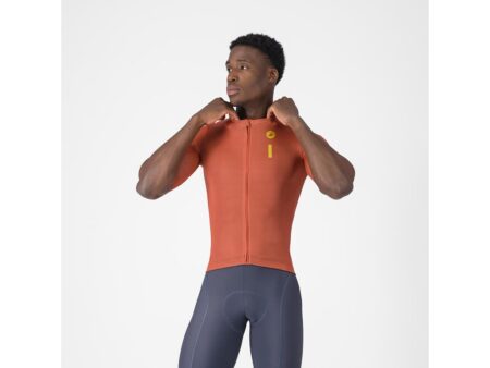 Castelli Drittone Logo cykeltrøje korte ærmer paprika/mango mojito herre