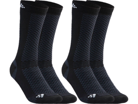 Craft Cykelstrømpe Mid Merino Uld Høj Sort 2-pak (Størrelse: XL (46-48))