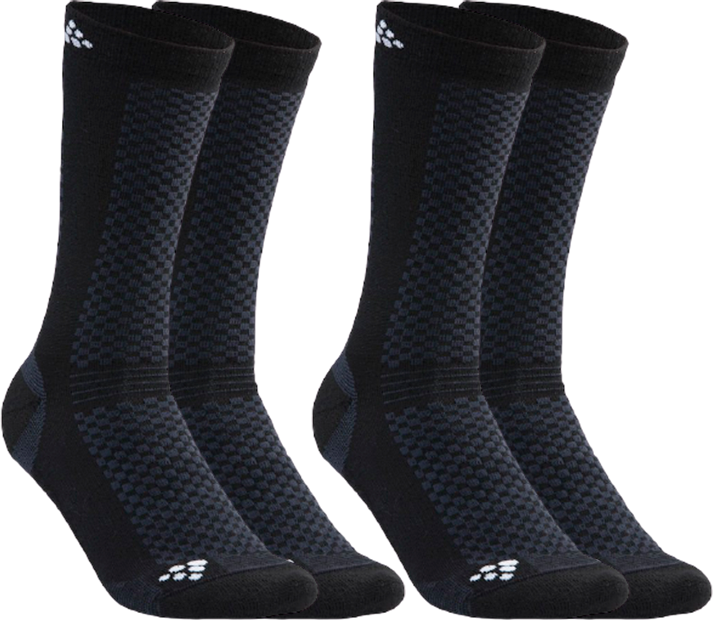 Craft Cykelstrømpe Mid Merino Uld Høj Sort 2-pak Craft Cykelstrømpe Mid Merino Uld Høj Sort 2-pak