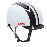 Cykelhjelm Bern Nino Gloss White Racing Stripe 48-51cm (UDSTILLINGSMODEL)