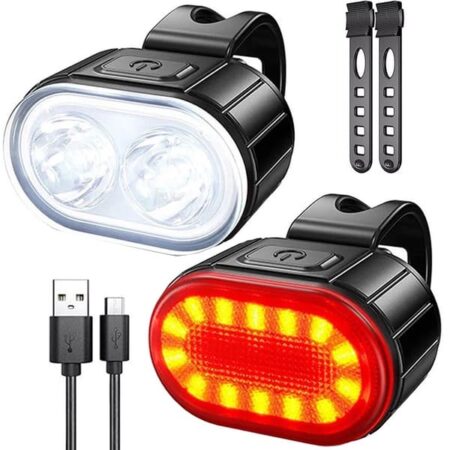 Cykellygte foran/bag - LED USB-genopladelig stærk belysning