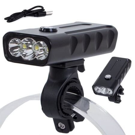 Cykellygte med powerbank 3x CREE XM-L T6 USB IPX5 sort