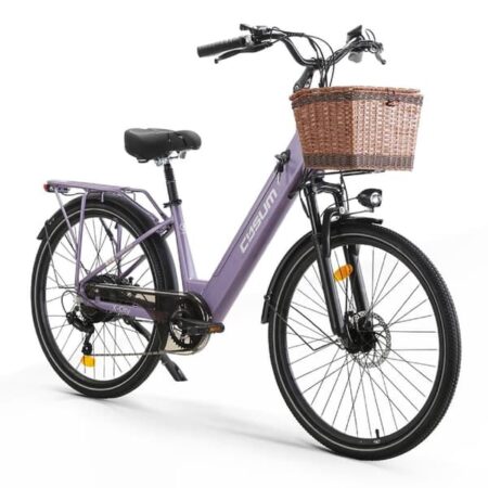 Cysum X-city elektrisk cykel 48V 10,4Ah batteri 250W elektrisk cykel 26 '' vejdæk udendørs elektrisk cykel med anhængertræk - lilla