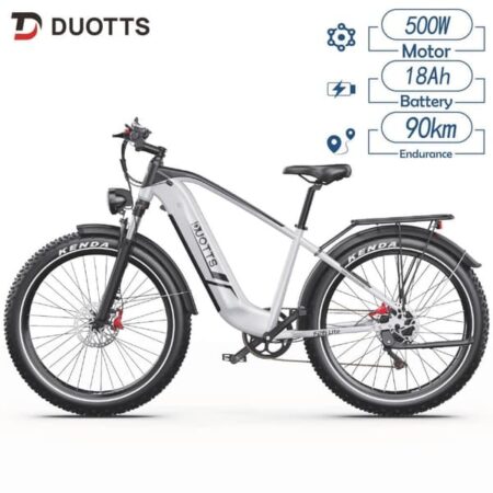 DUOTTS F26Lite elektrisk cykel, 25 km / t maks. hastighed, 250W motor 48V18AH batteri, 26 * 4,0 tommer dæk elektrisk cykel - hvid