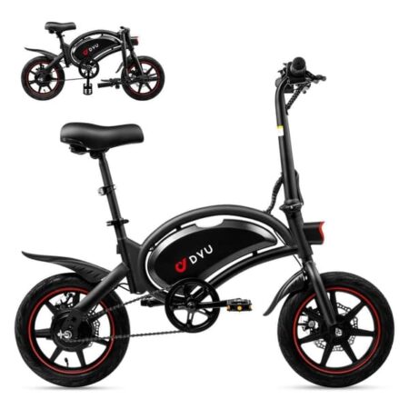 DYU D3F foldbar elektrisk cykel 14 tommer, 250W motor, 10Ah batteri, tophastighed 25 km/t, rækkevidde 40 km, skivebremser for og bag, voksen og ungdom