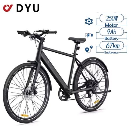 DYU Stroll-1 elektrisk cykel, 250W motor, tophastighed 25 km / t, 36V 9Ah batteri, 67 km maks. rækkevidde, hydrauliske bremser -sort