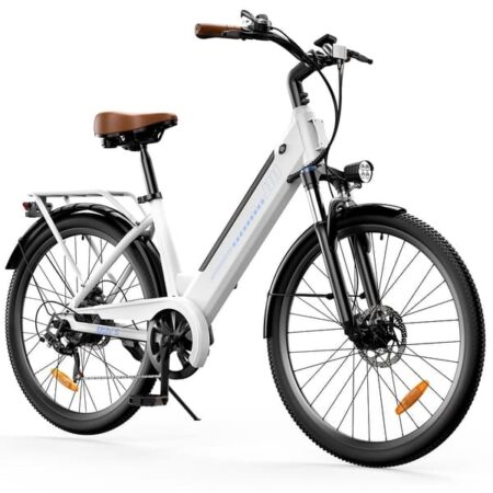Den NYE iScooter Ucities 250W mountainbike 2026 bruger et 36V 13Ah batteri og har en topfart på 35 km/t.