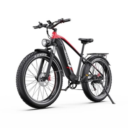 Duotts F26 Lite Off-Road Elcykel, 750W Motor, 50 km/t Maks., 18AH Batteri, 45-90 km Rækkevidde, Shimano 7-speed, Sort/Rød