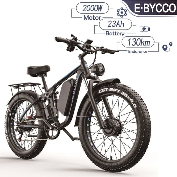 E-BYCCO EB7 Pro E-cykel 52V 23AH 2000W dobbelt motor 26*4,0 tommer fedt dæk elektrisk cykel off-road hydraulisk bremse elektrisk cykel E-BYCCO EB7 Pro E-cykel 52V 23AH 2000W dobbelt motor 26*4,0 tommer fedt dæk elektrisk cykel off-road hydraulisk bremse elektrisk cykel