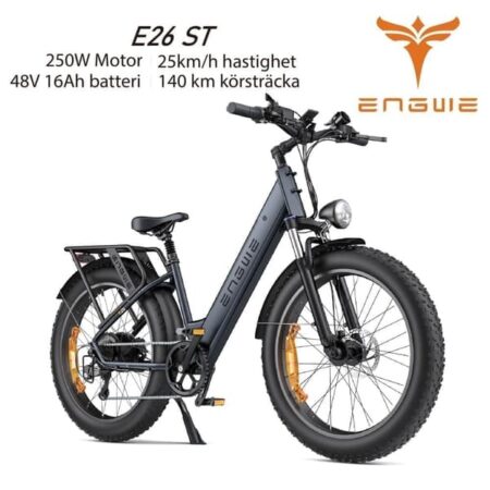 ENGWE E26 ST 25 km/t hastighed 140 km rækkevidde, 250 watt motor 16AH batteri, 26*4,0 tommer spanddæk elektrisk cykel til voksne