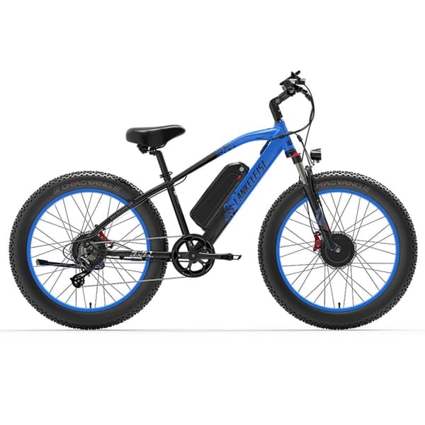 Elcykel LANKELEISI MG740 PLUS, dobbelt motor 2000W, 26", sort/blå Elcykel LANKELEISI MG740 PLUS, dobbelt motor 2000W, 26", sort/blå
