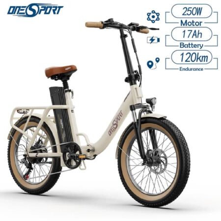 Elcykel Onesport OT16 250W motor, 17Ah batteri, maks. hastighed 25 km / t, 20 * 3 "tommer dæk, rækkevidde 120 km-hvid