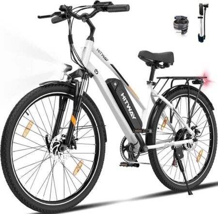 Elcykel VAE - HITWAY - Hvid - 28" - Aftageligt batteri 250W 36V 13Ah - Shimano 7 Gear - Elektrisk MTB