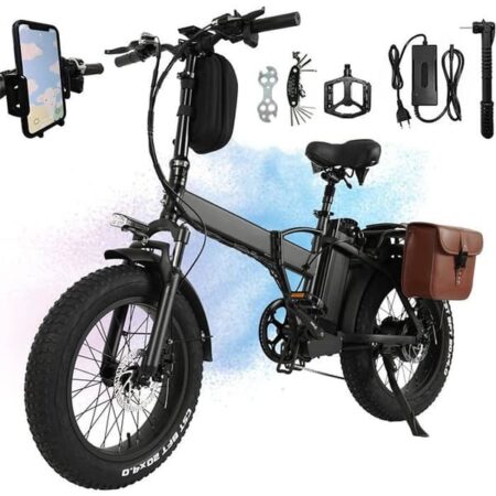 Elcykel til voksne, sammenfoldelig, 750W motor, 48V13Ah batteri, rækkevidde 40-60km, hjul 20*4.0, farvet LED tæller