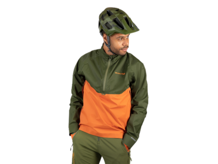 Endura M Lite Pullover Waterproof - Cykeljakke - Herre - Grøn/Orange - Str. 2XL