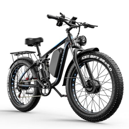 E·Bycco EB7 PRO 26" Fat Tire Elcykel til Voksne - 2000W Dobbeltmotor, 130 km Rækkevidde, Fuld Affjedring, 52V 23Ah Aftageligt Batteri Terrængående Elcykel