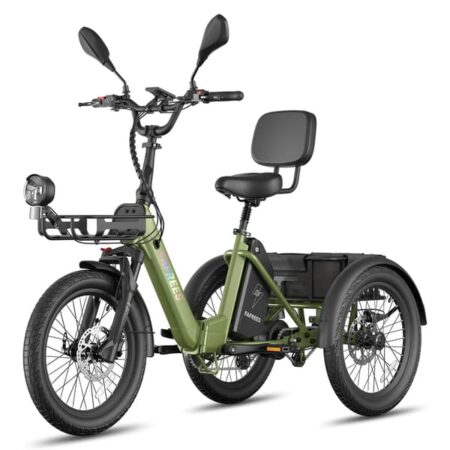 FAFREES F20 Mate II elektrisk trehjulet cykel til voksne, 48V 25Ah aftageligt batteri, 250W motor, momentsensor, bageste differentiale og hydrauliske bremser-Oliver Green