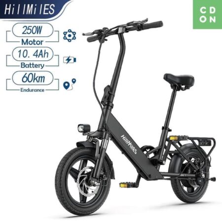 Foldbar elcykel - HillMiles Mile 1-250W Motor -36V 10,4AH Batteri-25Km/t Maksimal hastighed-60Km rækkevidde -Sort