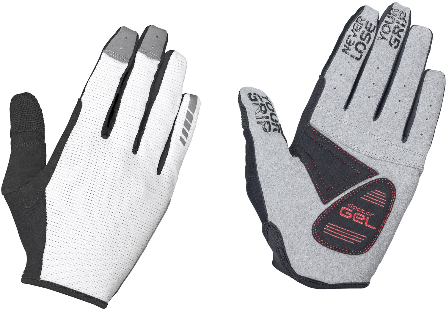 GripGrab Shark Padded Full Finger Cykelhandske - Hvid GripGrab Shark Padded Full Finger Cykelhandske - Hvid