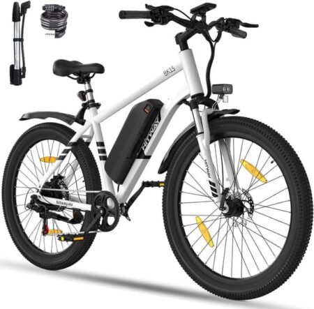 HITWAY Elcykel 27.5" Hvid, VAE med aftageligt batteri 36V/13AH, Shimano 7-Gears, MTB By E-Cykel